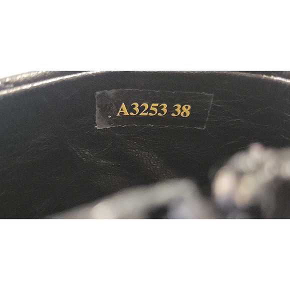 NAPOLEONI QUILTED BLACK Leather Block Heel Zipped Women Booties - Italy Size 38 - Picture 7 of 9